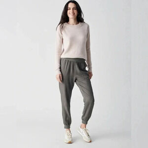 Faherty Arlie Day Jogger Womens S Green Linen Blend Stretch Pull On Granola Girl